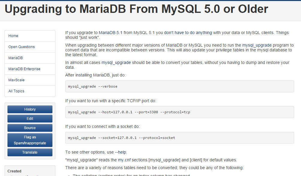 MariaDB güncelleme uyarıları (2)